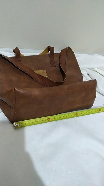 Taba renk deri çanta  - Görsel 5