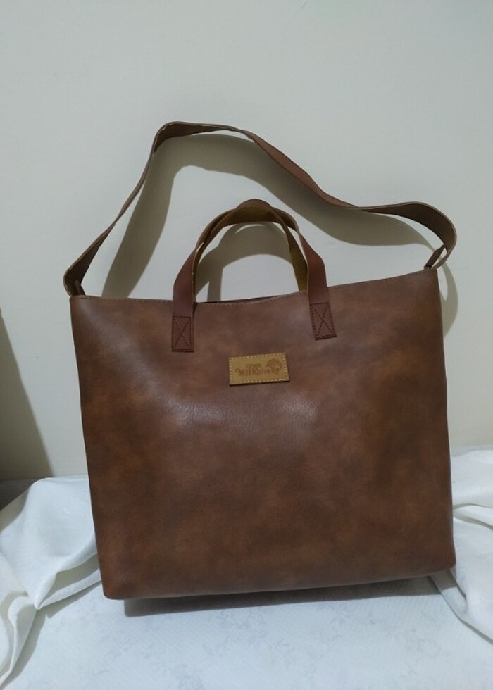 Taba renk deri çanta  - Görsel 2