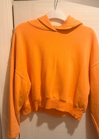 Diğer Canli Turuncu Kapusonlu Rahat Sweatshirt