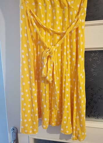 l Beden sarı Renk Midi yazlık elbise