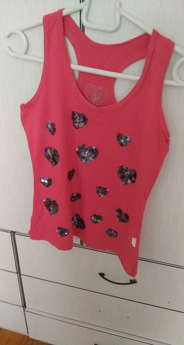 Pembe Pul Detaylı Mini Askılı Üst - Görsel 2