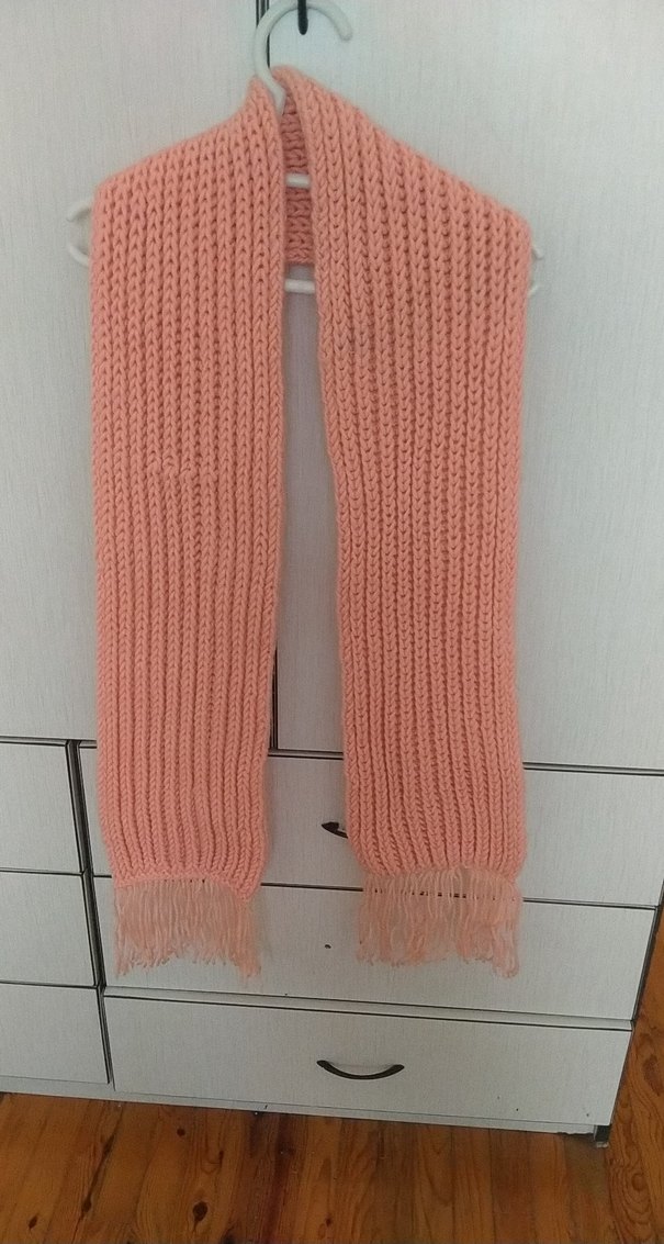 Pembe Örgü Kadın Şal - Görsel 2