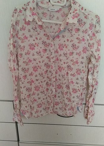 Pembe Çiçekli Uzun Kollu Bohem Gömlek - Görsel 2