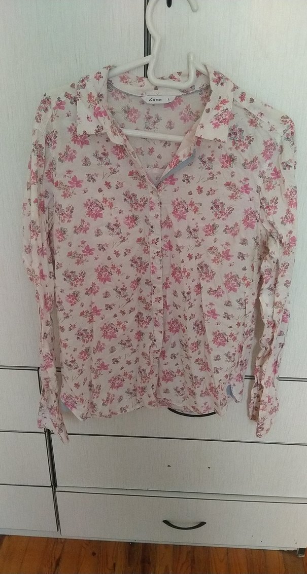 Pembe Çiçekli Uzun Kollu Bohem Gömlek - Görsel 2