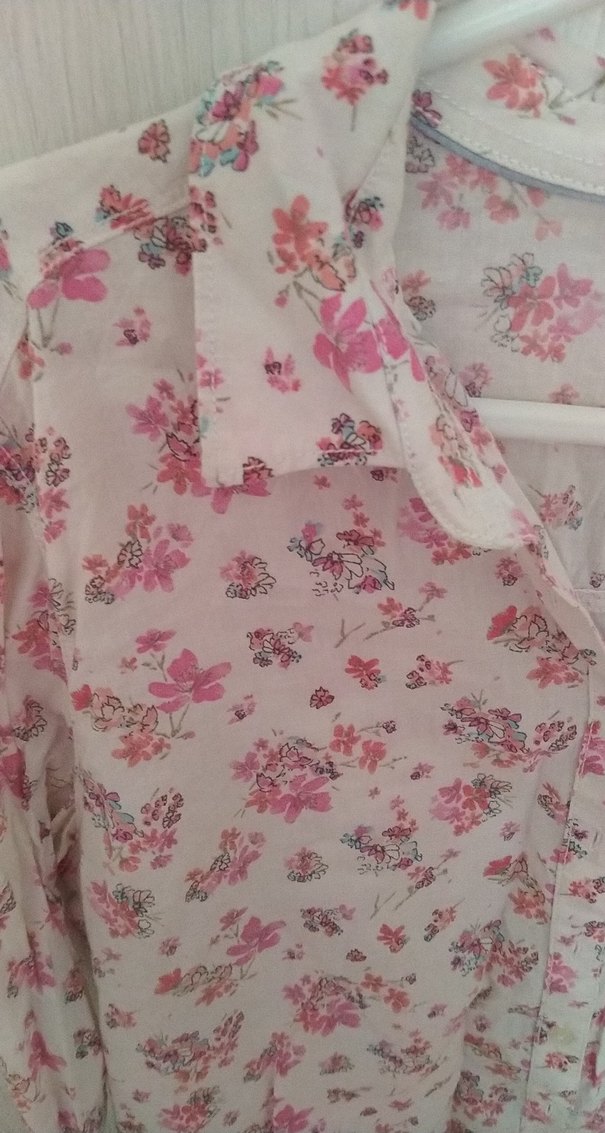 Pembe Çiçekli Uzun Kollu Bohem Gömlek - Görsel 4