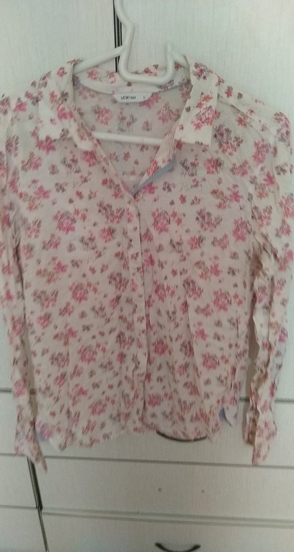 Pembe Çiçekli Uzun Kollu Bohem Gömlek - Görsel 3