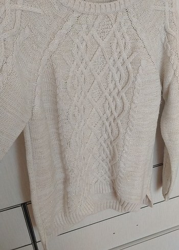 Bohem Stil Örgü Krem Kadın Kazak - Görsel 4