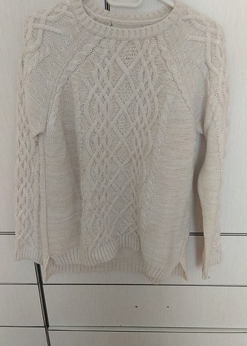 Bohem Stil Örgü Krem Kadın Kazak - Görsel 2