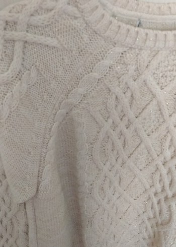 Bohem Stil Örgü Krem Kadın Kazak - Görsel 3