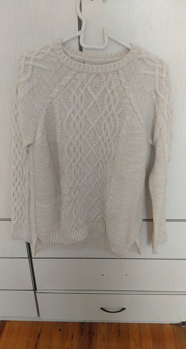 Bohem Stil Örgü Krem Kadın Kazak - Görsel 2