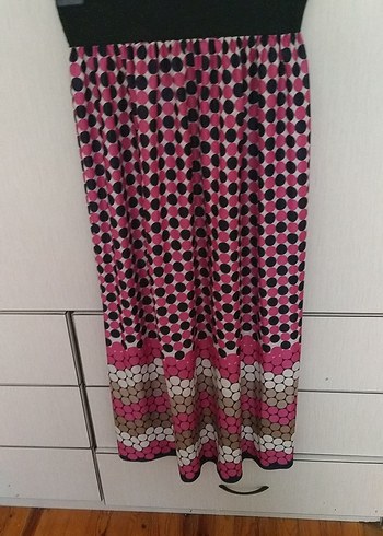 Pembe Desenli Pilili Bohem Uzun Etek - Görsel 2