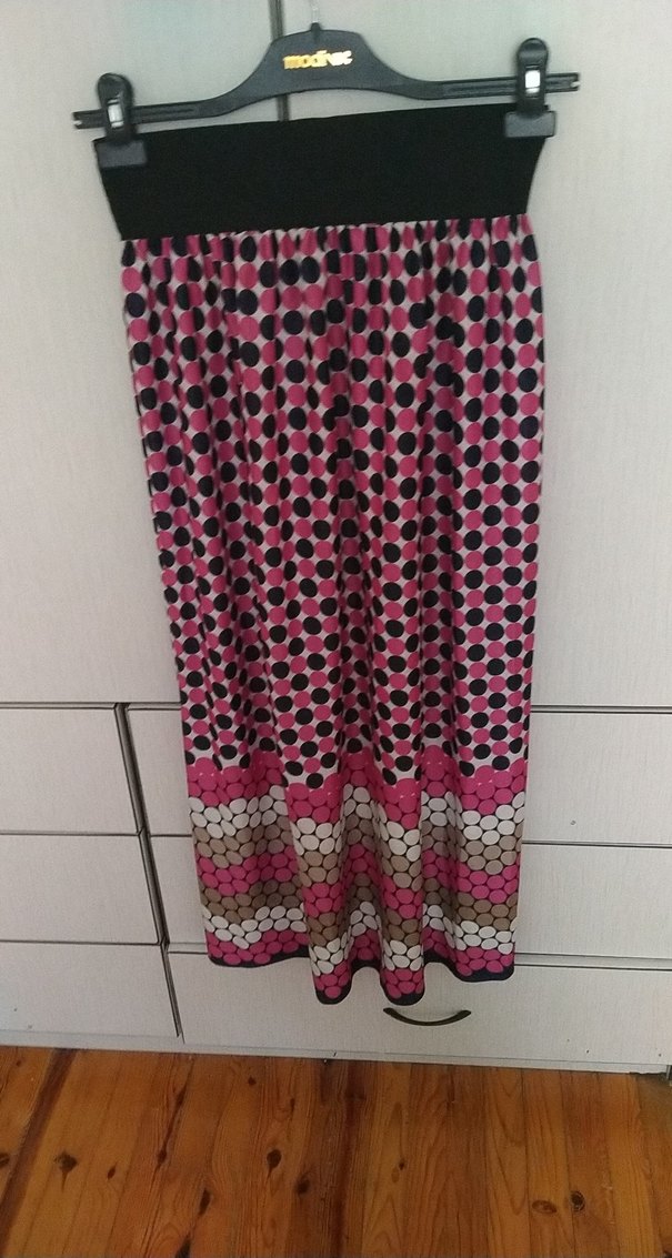 Pembe Desenli Pilili Bohem Uzun Etek - Görsel 2