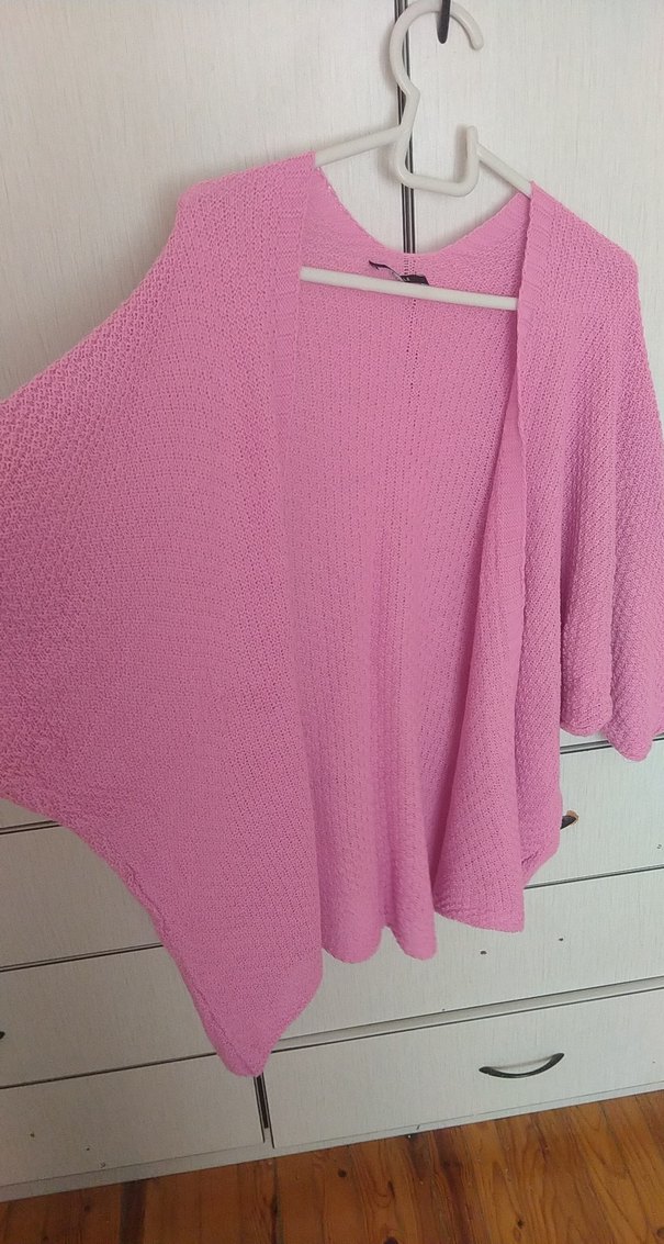 Pembe Örgü Kadın Hırka - Görsel 2