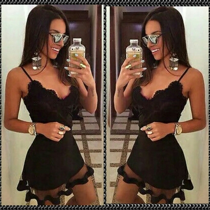 Siyah Askılı Mini Elbise