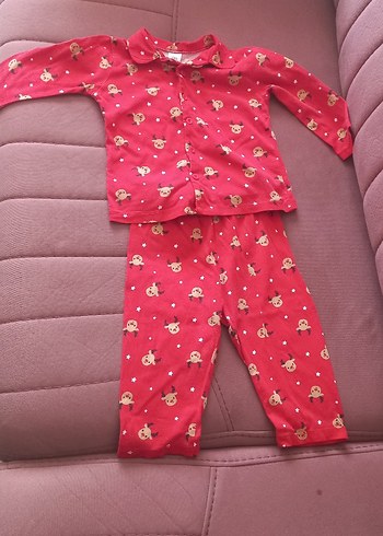 Kız Çocuk Renkli Desenli Polar Pijama Takımı