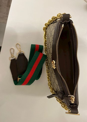 Zincir Detaylı Kahverengi Deri Kadın Çanta - Görsel 2