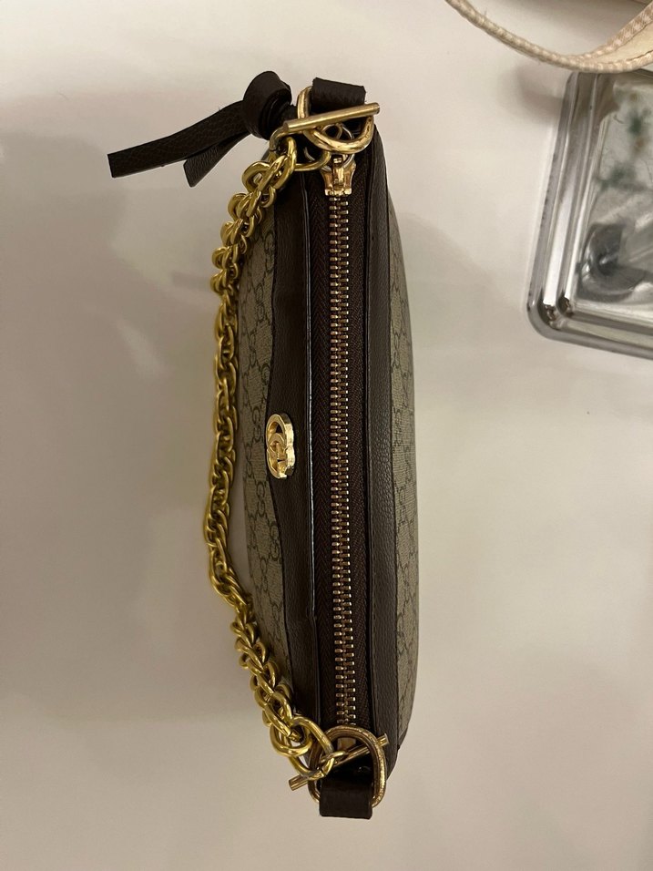 Zincir Detaylı Kahverengi Deri Kadın Çanta - Görsel 5