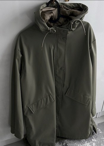 Kadın Haki Uzun Düğmeli Yağmurluk - Görsel 5