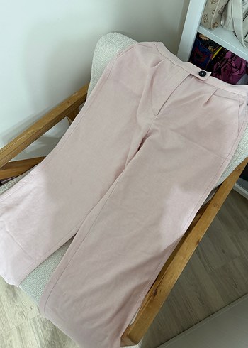 Pembe keten pant - Görsel 2