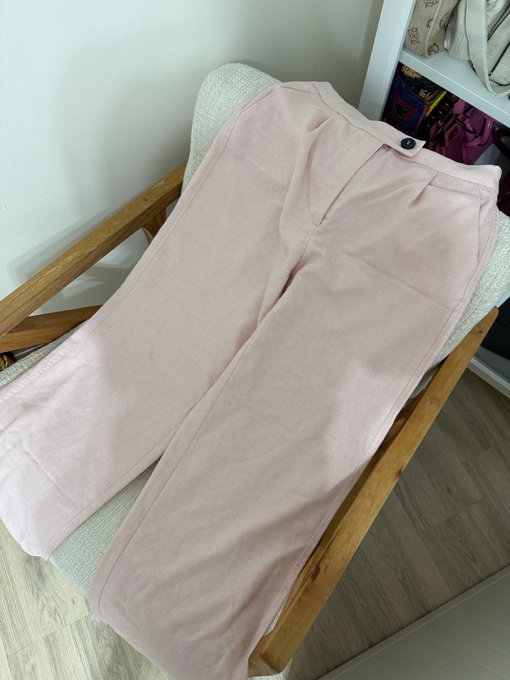 Pembe keten pant - Görsel 2