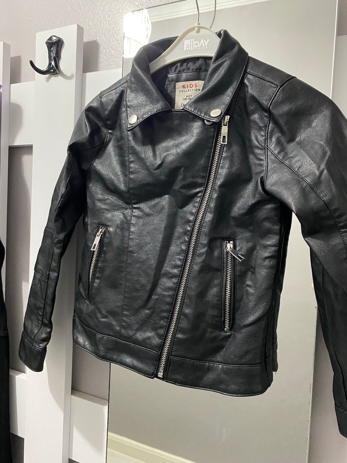 Siyah çocuk Biker Deri Ceket - Görsel 2