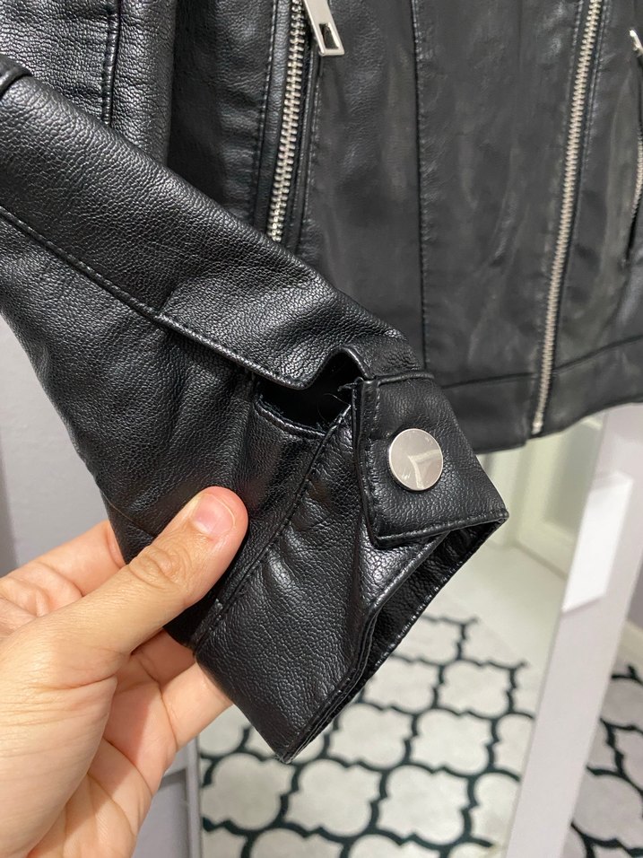 Siyah çocuk Biker Deri Ceket - Görsel 5