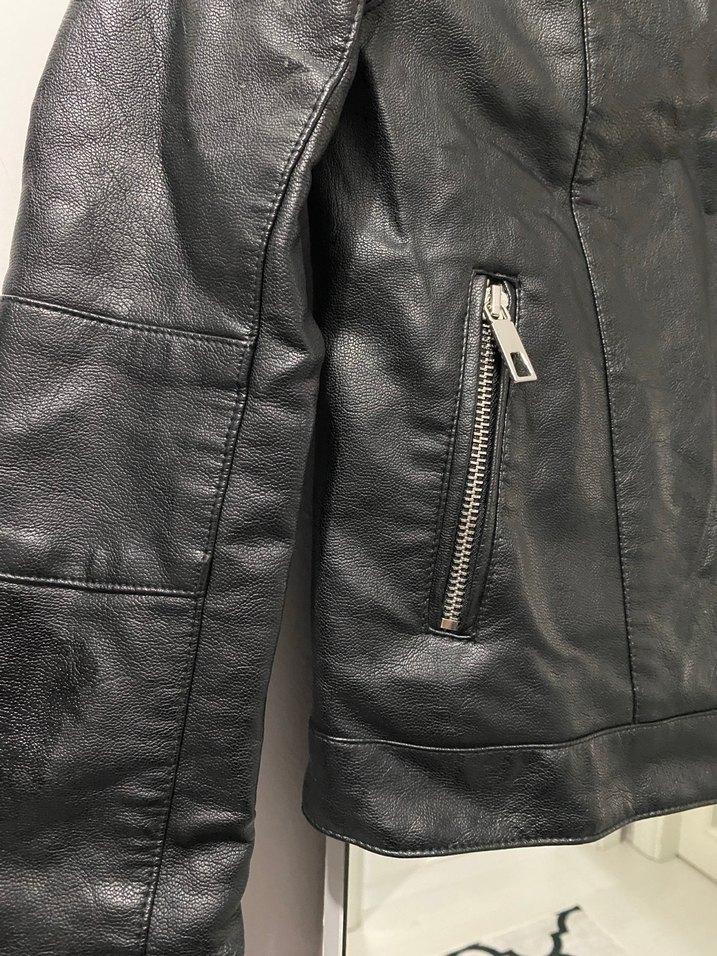 Siyah çocuk Biker Deri Ceket - Görsel 4