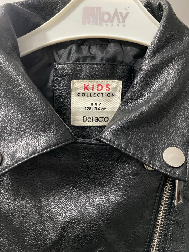 Siyah çocuk Biker Deri Ceket - Görsel 3