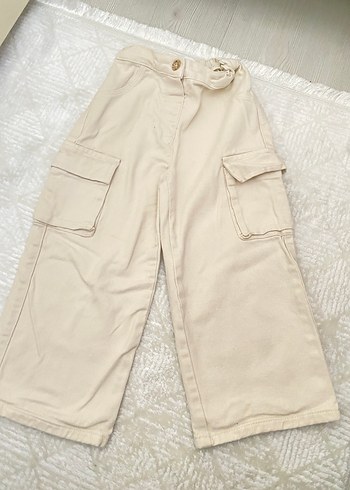 LC Waikiki Kız Çocuk Bej Kemerli Bol Kesim Pantolon