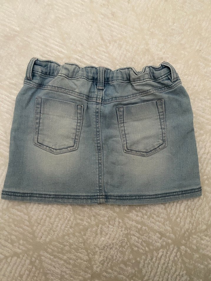 Kız Çocuk Mavi Nakışlı Denim Etek - Görsel 3