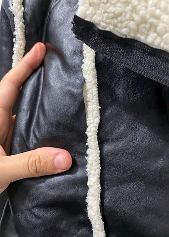 6 Yaş Beden Siyah Deri Kürklü Biker Ceket