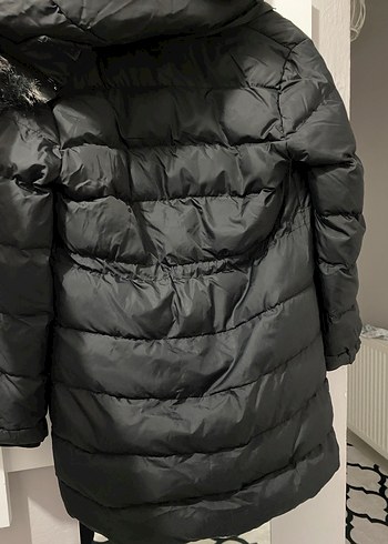 Uzun Siyah Kadın Kışlık Fermuarlı Mont - Görsel 4