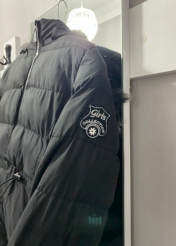 Uzun Siyah Kadın Kışlık Fermuarlı Mont - Görsel 3