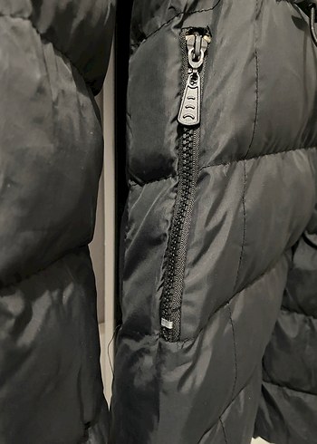 Uzun Siyah Kadın Kışlık Fermuarlı Mont - Görsel 6