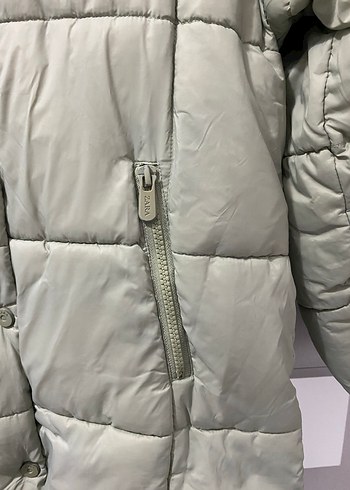 Gri Midi Kadın Kışlık Mont Düğmeli - Görsel 4