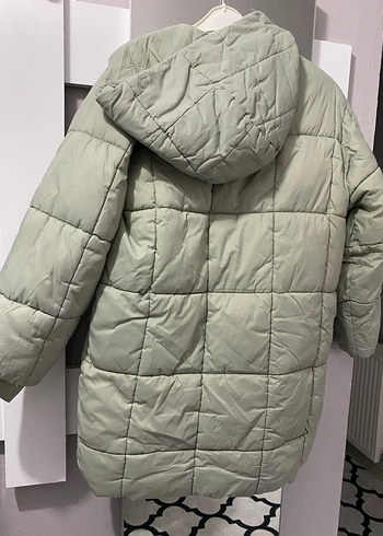 Gri Midi Kadın Kışlık Mont Düğmeli - Görsel 6