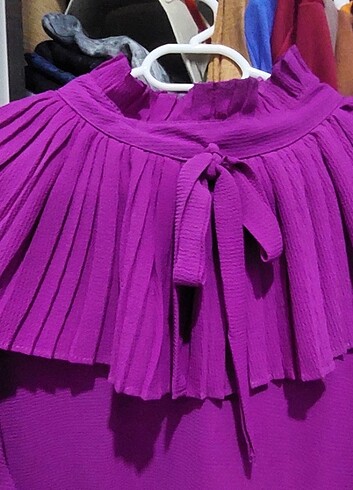 42 Beden Kolları Ve boynu detaylı Pembe Tunik