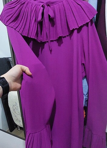 42 Beden 42 Beden Kolları Ve boynu detaylı Pembe Tunik