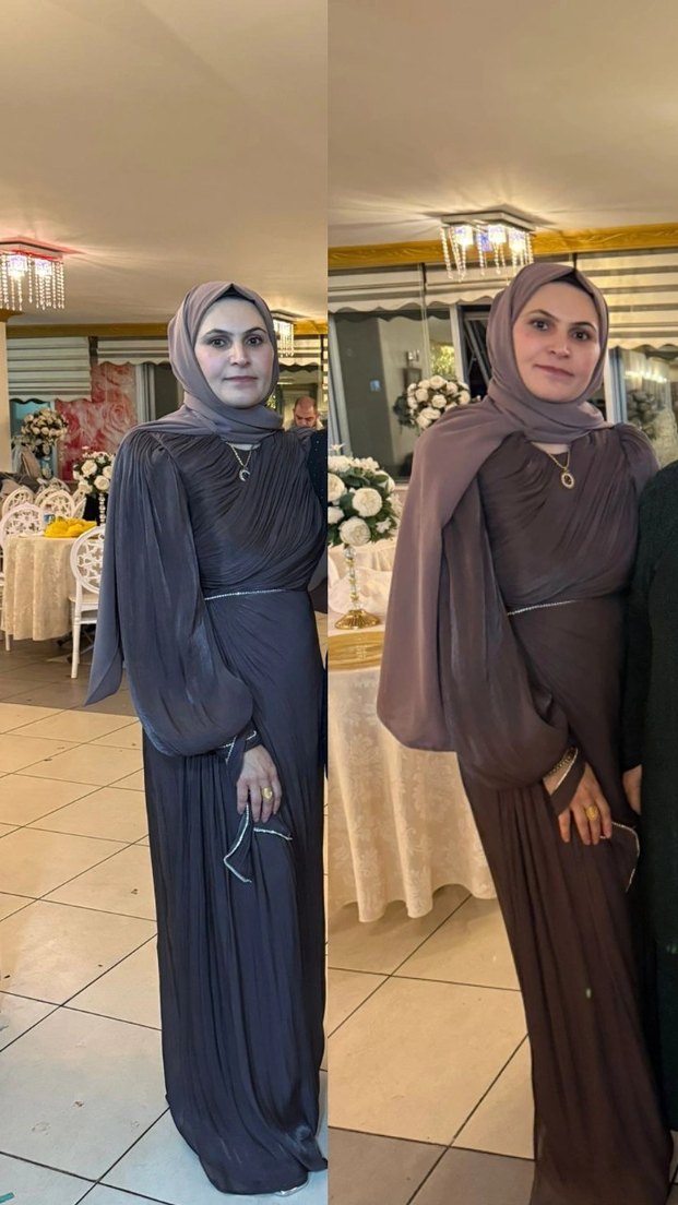 Uzun Kollu kahverengi Abiye Elbise şal da var toplam fiyatıdır - Görsel 2