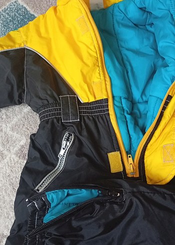 Sarı Siyah Fermuarlı Erkek Bebek Kayak Tulumu - Görsel 4