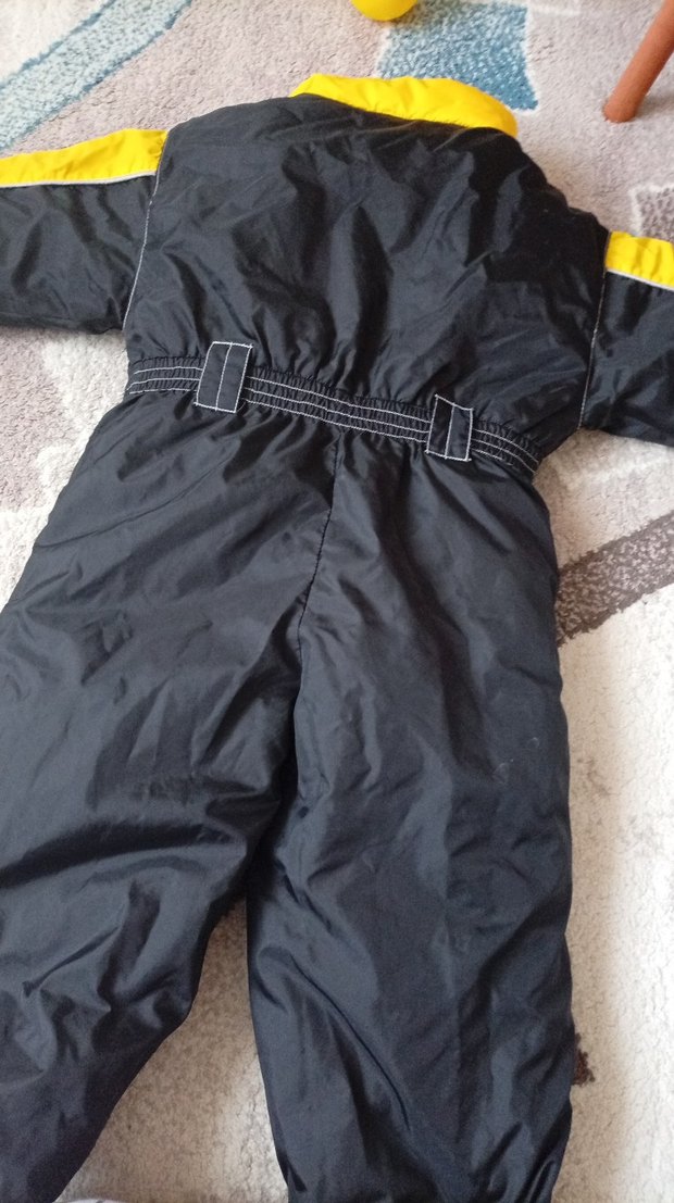 Sarı Siyah Fermuarlı Erkek Bebek Kayak Tulumu - Görsel 3