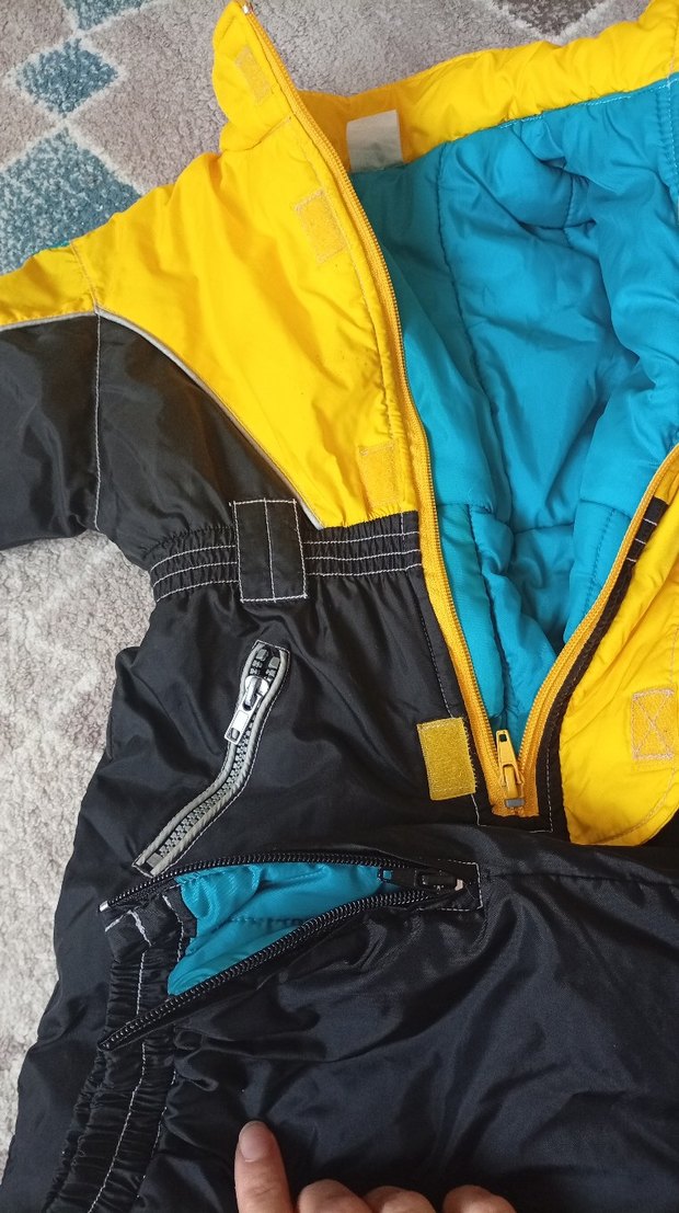 Sarı Siyah Fermuarlı Erkek Bebek Kayak Tulumu - Görsel 4