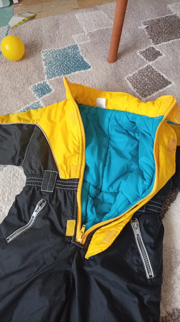 Sarı Siyah Fermuarlı Erkek Bebek Kayak Tulumu - Görsel 5