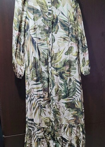 LC Waikiki Tropik Desenli Uzun Kollu Rahat Elbise