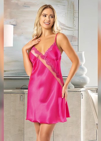 Parlak Pembe Mini Nakışlı Kadın Gecelik
size S M L XL XXL - Görsel 3