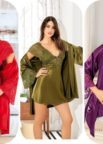 Parlak Mor Nakışlı Mini Kadın Gecelik Takımı
size S M L XL XXL - Görsel 4