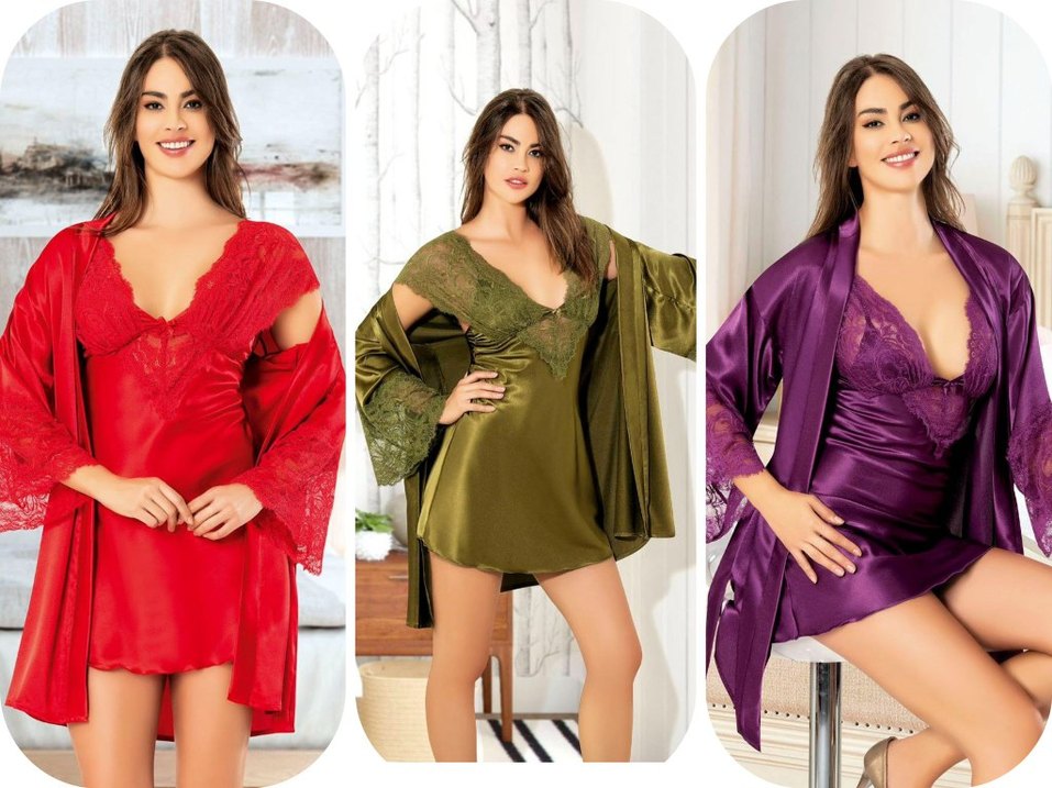 Uzun Kollu,Nakışlı,Kadın Gecelik sabahlık tk.
size S M L XL XXL - Görsel 4