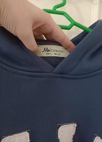 m Beden lacivert Renk Mai Collection Lacivert Oversize Kadın Sweatshirt