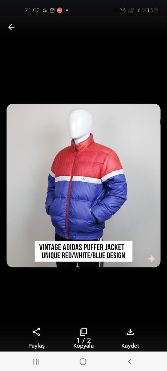 Renkli orjinal adidas Fermuarlı Erkek Günlük Mont - Görsel 2