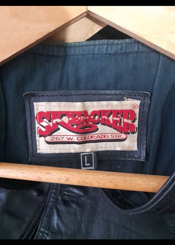 Düğmeli Siyah vintage  Deri Biker Yelek - Görsel 2